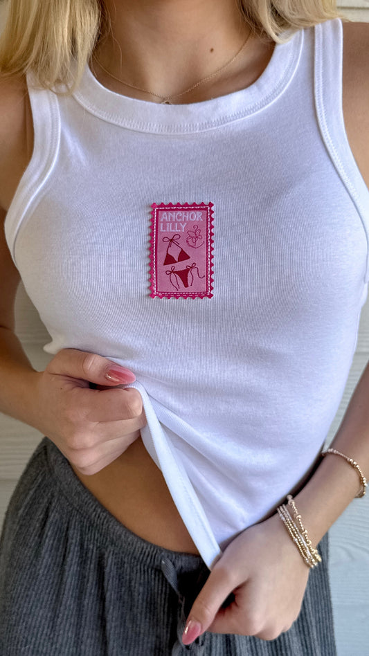 White Anchor Lilly Tank